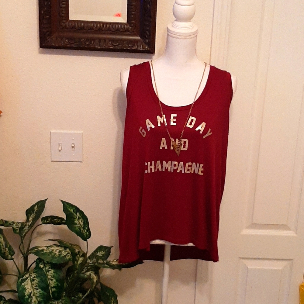 Printed Express hi/lo tank top L